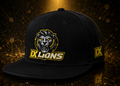 Black IX Lions snapback hat with embroidered gold lion crest on the front and IX logo on the side