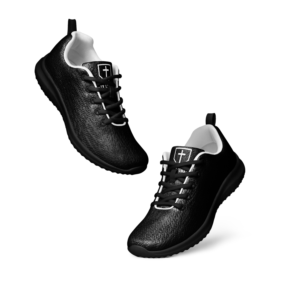 IX Lions Off-Field Trainers in black knit with cross logo on the tongue, pair