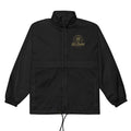 IX Lions Windbreaker in black, front view with embroidered lion crest on the left chest